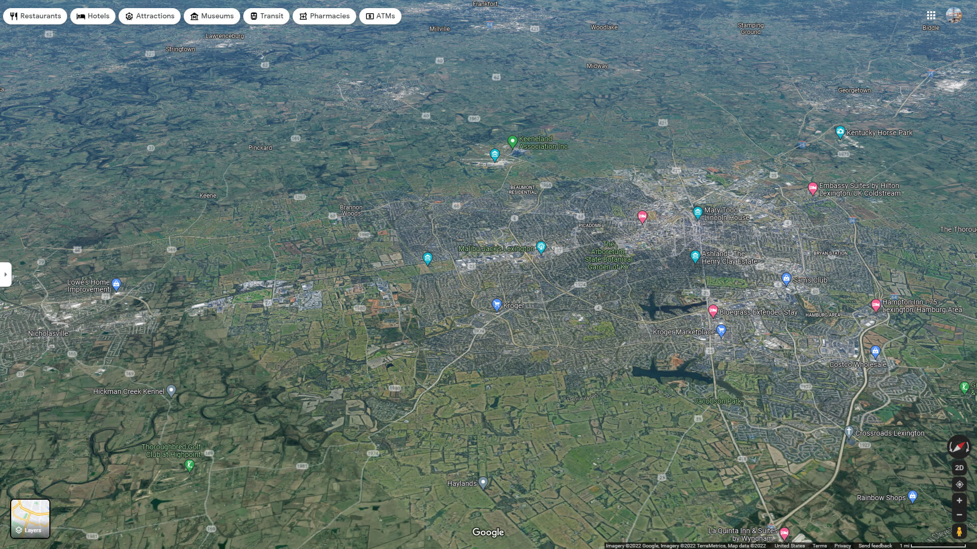Lexington Fayette Aerial Map Kentucky